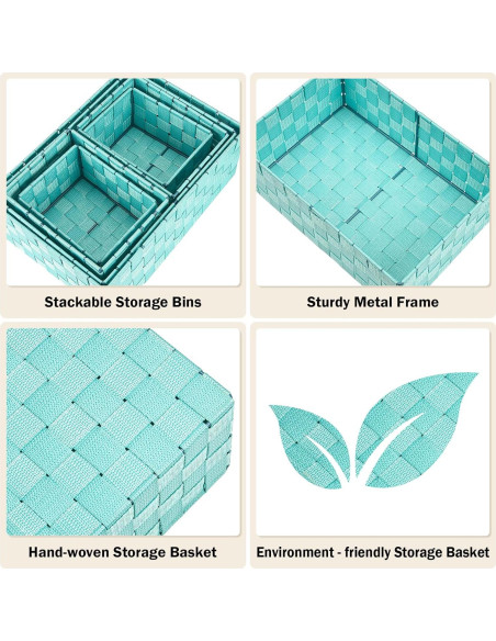 Set de 6 Cestas de Almacenamiento Tejidas Uvellgift Aqua
