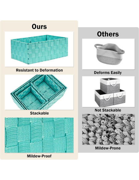 Set de 6 Cestas de Almacenamiento Tejidas Uvellgift Aqua