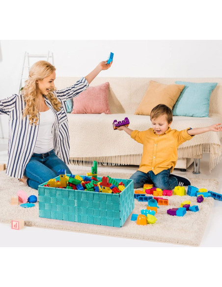 Set de 6 Cestas de Almacenamiento Tejidas Uvellgift Aqua