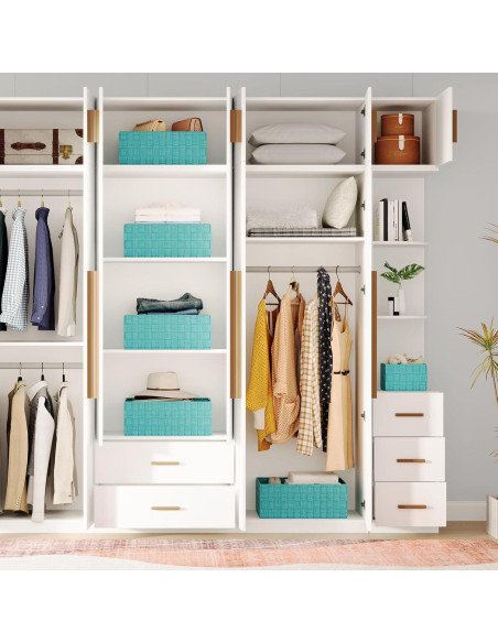 Set de 6 Cestas de Almacenamiento Tejidas Uvellgift Aqua