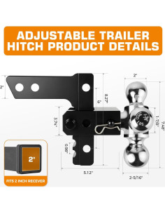 Enganche de Remolque Ajustable Kingfun 6" Elevación 12500 lbs 2