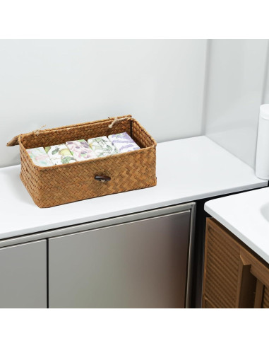 Cesta de Almacenamiento ORDELITE de Hierba Marina Natural 23x13x8.5cm