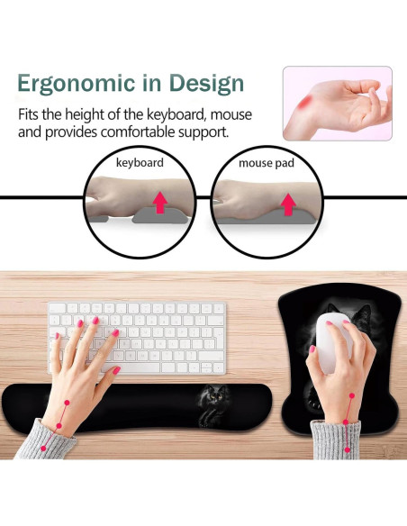 Juego de Alfombrilla de Ratón y Soporte para Muñeca FOKBVNFLL