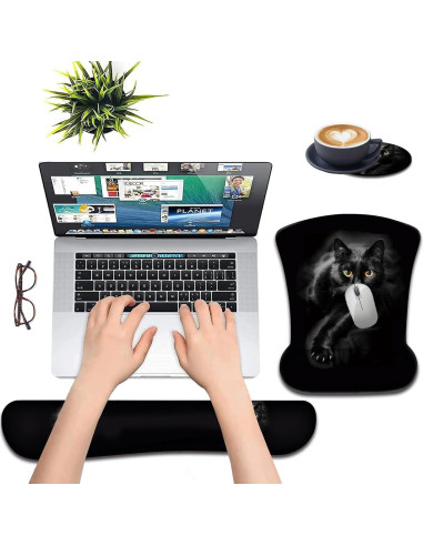 Juego de Alfombrilla de Ratón y Soporte para Muñeca FOKBVNFLL