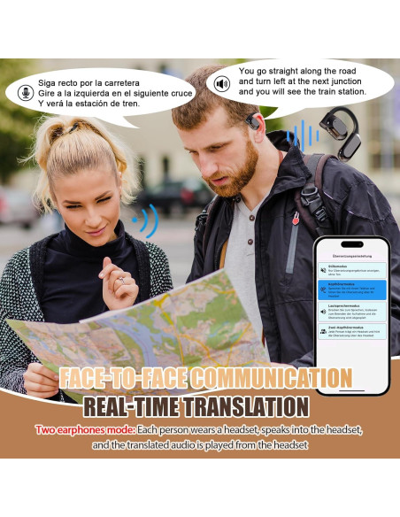 Auriculares Inalámbricos Bluetooth AI Traducción 144 Idiomas Beige