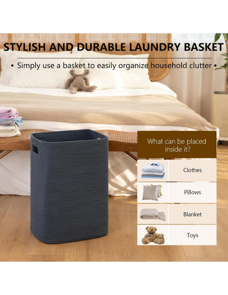 Cesta de Ropa Grande OIAHOMY Algodón 76L Azul 40.6x33x55.9cm