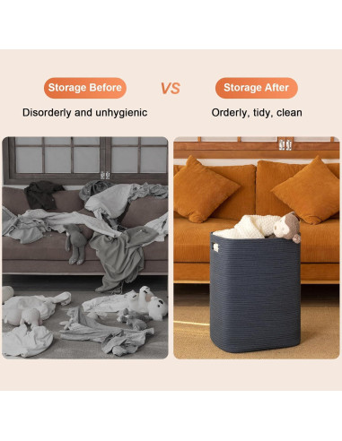 Cesta de Ropa Grande OIAHOMY Algodón 76L Azul 40.6x33x55.9cm