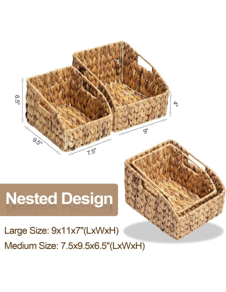 Cestas de Mimbre FairyHaus 2 Piezas Grandes Naturales 22.86x27.94cm
