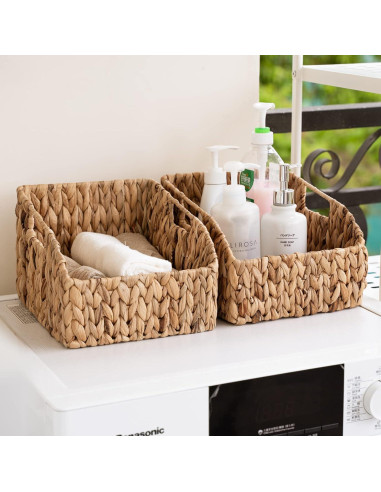 Cestas de Mimbre FairyHaus 2 Piezas Grandes Naturales 22.86x27.94cm