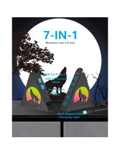 Hub USB 3.0 JoyReken de 7 Puertos Vertical con RGB 0.61m 2