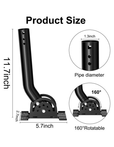 Soporte de Poste de Antena Universal Genérico 33 cm Montaje Pared