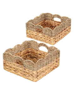 Cestas de Mimbre SIEUSALEVN - Set de 2 con Borde Ondulado