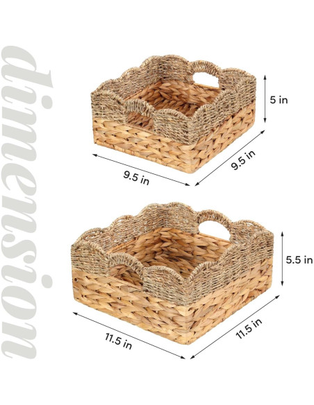 Cestas de Mimbre SIEUSALEVN - Set de 2 con Borde Ondulado