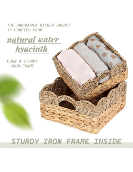 Cestas de Mimbre SIEUSALEVN - Set de 2 con Borde Ondulado