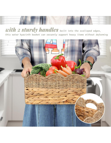 Cestas de Mimbre SIEUSALEVN - Set de 2 con Borde Ondulado