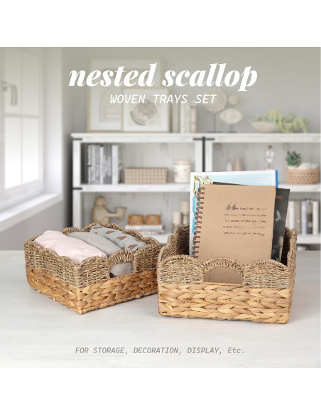 Cestas de Mimbre SIEUSALEVN - Set de 2 con Borde Ondulado