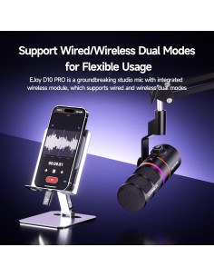 Micrófono Inalámbrico USB Comica EJoy D10 PRO - 45H Batería, RGB 2