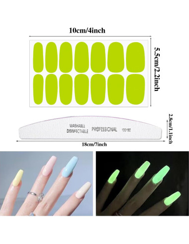 12 Hojas Stickers de Uñas Fluorescentes YECIRALA 168 Pcs