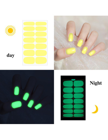 12 Hojas Stickers de Uñas Fluorescentes YECIRALA 168 Pcs