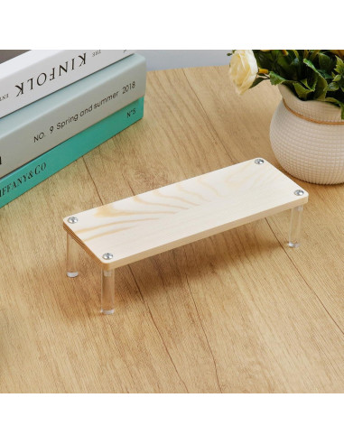 Paquete de 2 estantes de exhibición madera-acrílico 195x70mm