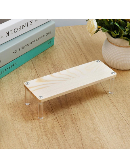 Paquete de 2 estantes de exhibición madera-acrílico 195x70mm