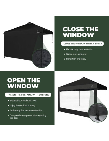 Pared Lateral de Malla MordenApe para Carpa 3x3m con Ventanas