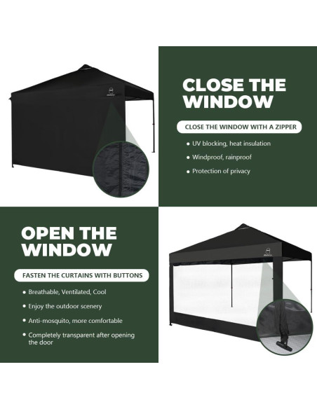 Pared Lateral de Malla MordenApe para Carpa 3x3m con Ventanas