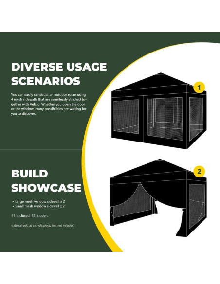 Pared Lateral de Malla MordenApe para Carpa 3x3m con Ventanas