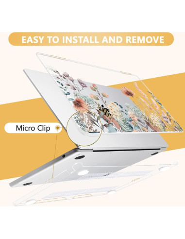 Funda dura MecBevia para MacBook Air 13.6" M4/M3/M2 - Flor abstracta
