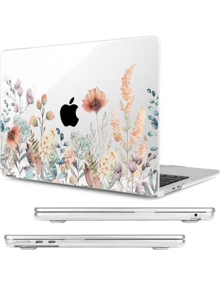 Funda dura MecBevia para MacBook Air 13.6" M4/M3/M2 - Flor abstracta