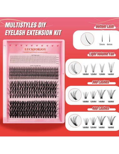 Kit de Extensión de Pestañas LUCKFORJOY 30D 40D 480PCS