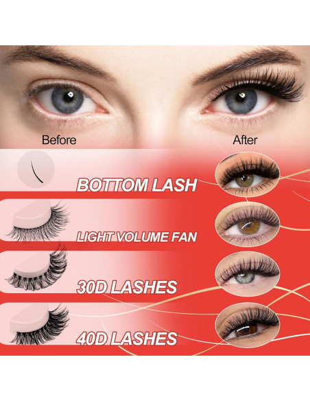 Kit de Extensión de Pestañas LUCKFORJOY 30D 40D 480PCS Kit de Extensión de Pestañas LUCKFORJOY 30D 40D 480PCS