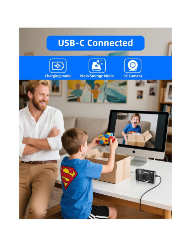 Cámara Digital T TAKMLY 5K Rosa 72MP Zoom 16X Pantalla 2.8"