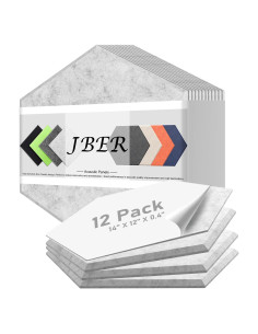 Paquete de 12 Paneles Acústicos Autoadhesivos 30.48x25.4cm Gris