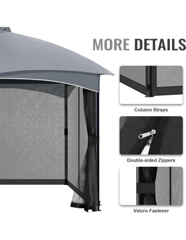 COWVIE Pantalla de Reemplazo para Gazebo 3m x 3m con Doble Cremallera