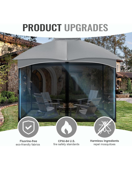 COWVIE Pantalla de Reemplazo para Gazebo 3m x 3m con Doble Cremallera