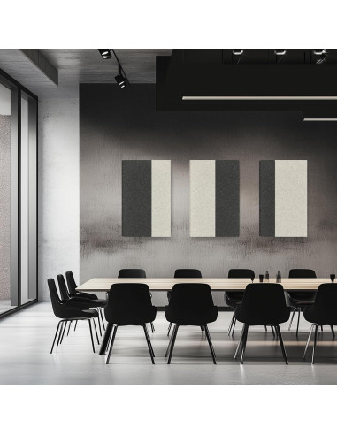 Paquete de 3 Paneles Acústicos de Tela Cosidos 90x60 cm Gris