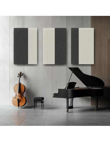 Paquete de 3 Paneles Acústicos de Tela Cosidos 90x60 cm Gris