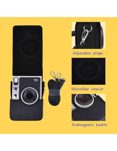 Funda Protectora Rieibi para Cámara Fujifilm Instax Mini EVO - Cuero PU Negro Funda Protectora Rieibi para Cámara Fujifilm Instax Mini EVO - Cuero PU Negro