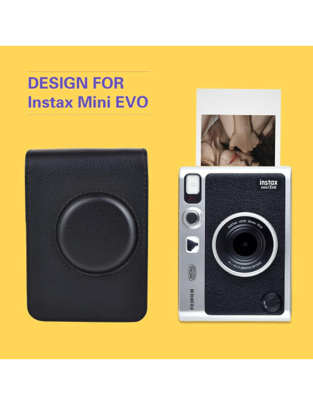 Funda Protectora Rieibi para Cámara Fujifilm Instax Mini EVO - Cuero PU Negro Funda Protectora Rieibi para Cámara Fujifilm Instax Mini EVO - Cuero PU Negro