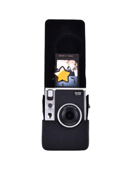 Funda Protectora Rieibi para Cámara Fujifilm Instax Mini EVO - Cuero PU Negro Funda Protectora Rieibi para Cámara Fujifilm Instax Mini EVO - Cuero PU Negro