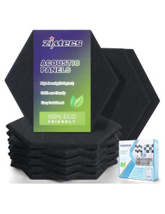 Paneles Acústicos Hexagonales ZIMECS Negros 12 Pzs 30.48x25.4cm