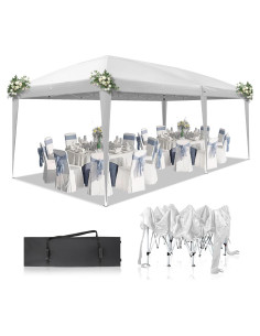 Carpa Plegable 10x20 ANTSKU Impermeable Blanca para Eventos