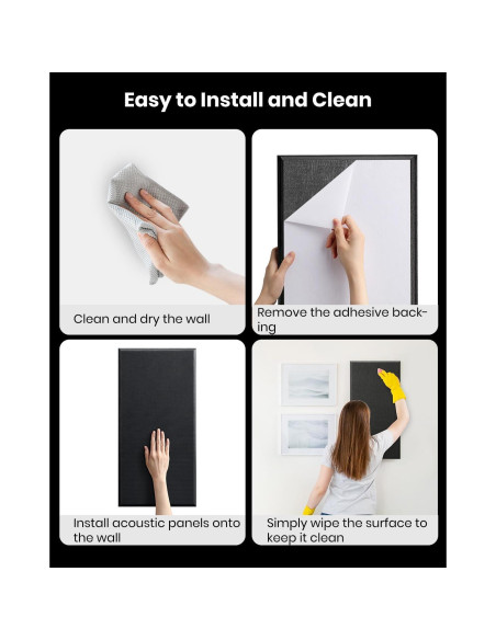 Paneles Acústicos Moukey 4 PCS 60x30 cm Aislantes Sonido Negro Paneles Acústicos Moukey 4 PCS 60x30 cm Aislantes Sonido Negro