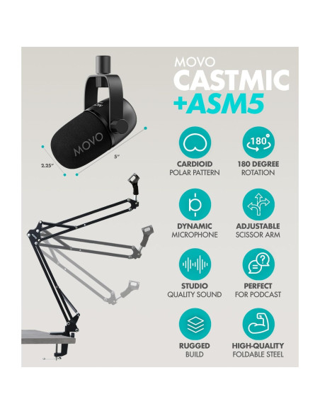 Kit de Podcast Movo PodPro-AH con 2 Micrófonos y Auriculares