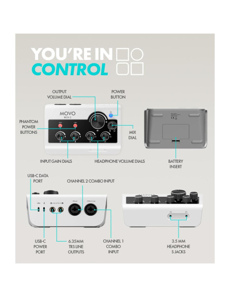 Kit de Podcast Movo PodPro-AH con 2 Micrófonos y Auriculares