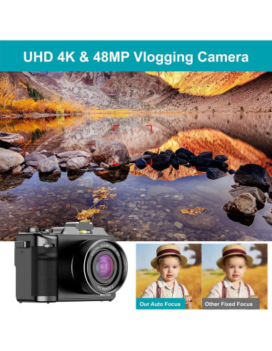 Cámara Digital 4K KOMERY X9 48MP Zoom 18X WiFi con 32GB