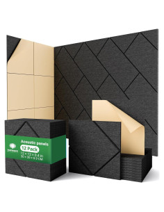 Paquete de 12 Paneles Acústicos Aislantes Topnaca 30.48x30.48cm