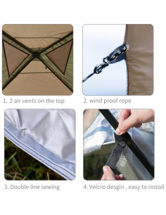 Cubierta de Toldos 3x3m MOQI Impermeable Tela Oxford 150D 2