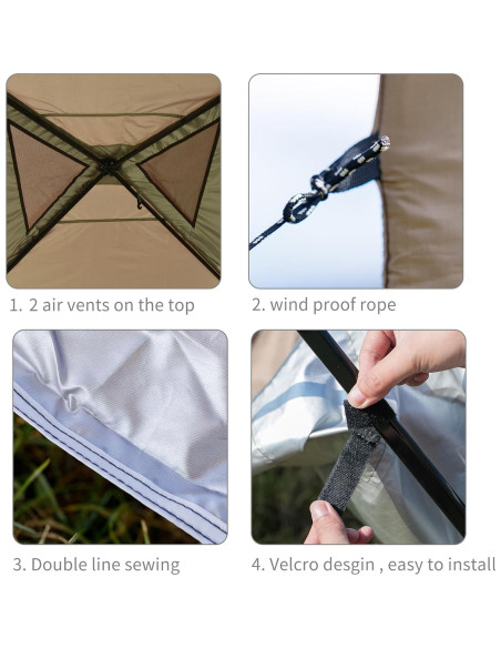 Cubierta de Toldos 3x3m MOQI Impermeable Tela Oxford 150D